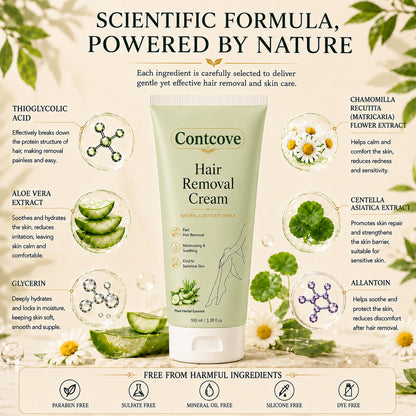 Contcove™ Natural Gentle Hair Removal Cream | For Women & Men, Sensitive Skin