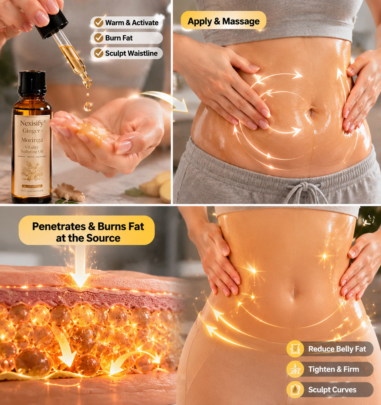 Hot Sale🔥 Nexisify® Ginger & Moringa 4-in-1 Sculpting & Fat-Burn Oil