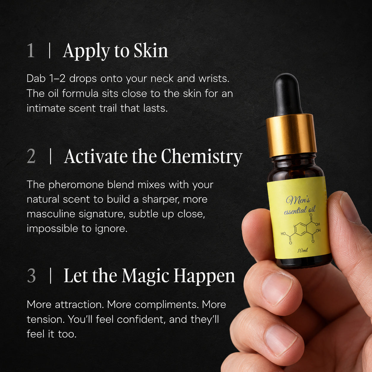 The warm masculine scent made for confident moments