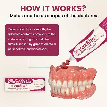 Vaxflite® UltraBond Premium Denture Adhesive 🔥 FDA Certified (Clinically Proven 4-Day Hold for Secure, Comfortable & Zinc-Free Denture Fit 🦷)