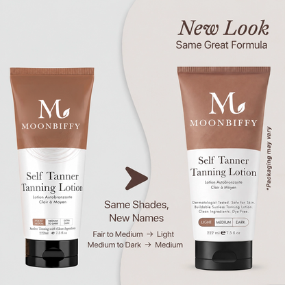 MOONBIFFY Self Tanner - USA Made with Natural & Organic Ingredients, Moisturizing Self Tanning Lotion with Aloe Vera & Coconut for a Natural Glow, Streak-Free Fake Tan, Medium to Dark