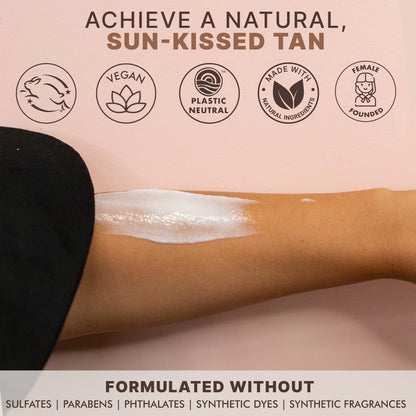MOONBIFFY Self Tanner - USA Made with Natural & Organic Ingredients, Moisturizing Self Tanning Lotion with Aloe Vera & Coconut for a Natural Glow, Streak-Free Fake Tan, Medium to Dark