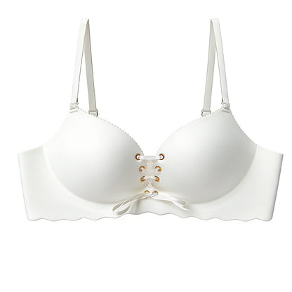 Drawstring Push Up Bra | Instant Cleavage & Anti-Sagging | Add 2 Cups Padded Wireless Strapless Bras Comfort Bra for A B C Cups Womenswear Minimalist Pink