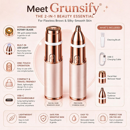 Grunsify – 2-in-1 Eyebrow & Facial Hair Trimmer