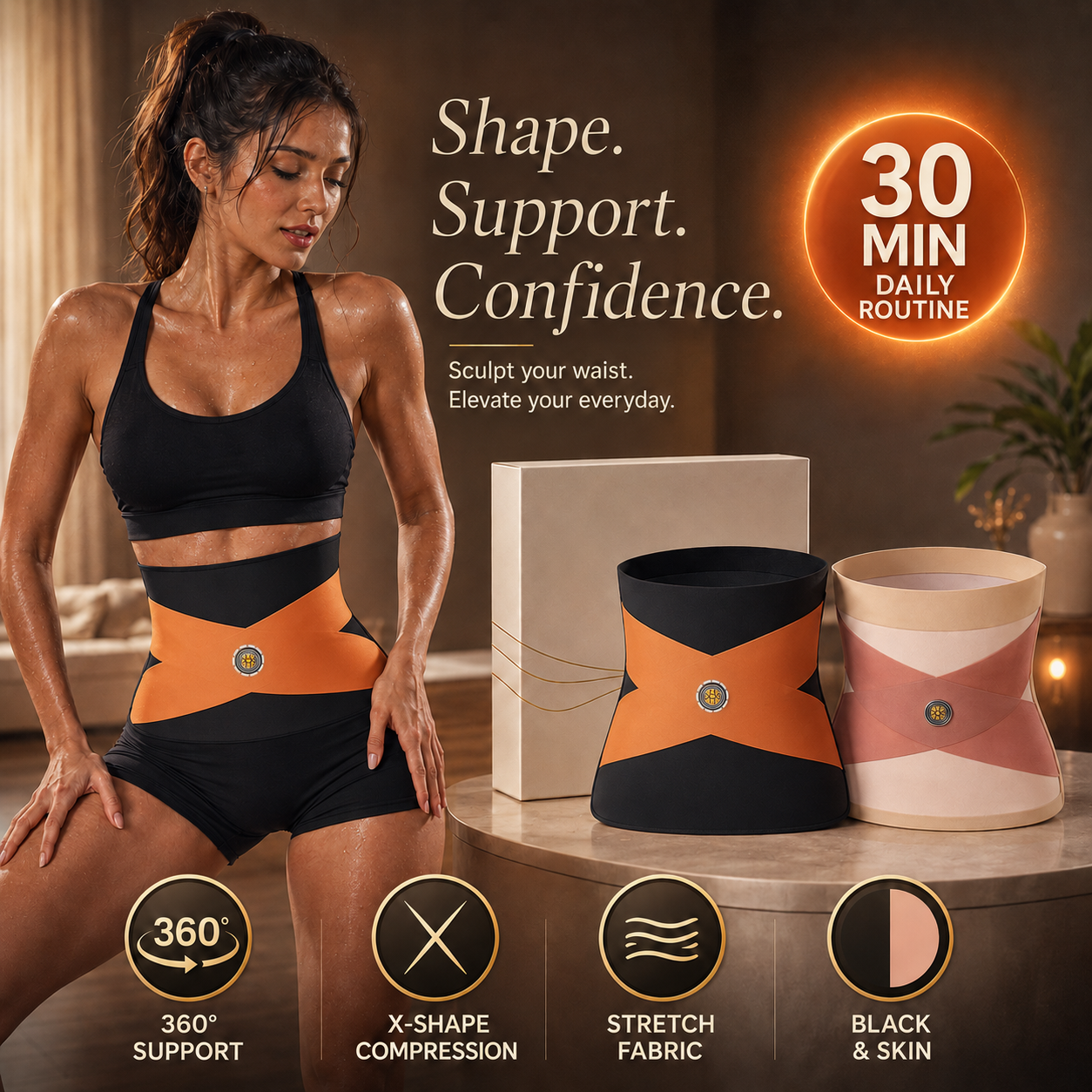 Medazy™ X-Magnetic cross Slimming Belt,4‑In‑1 Micro‑Particle Sculpting & Fat‑Burn Belt