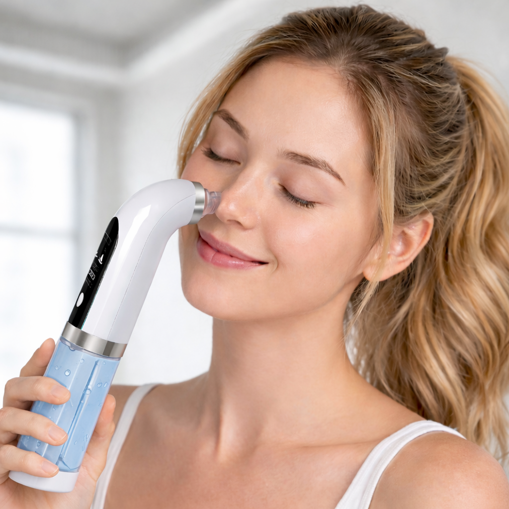 Dual-Tank Pore Cleansing Device - Visible pore cleansing with gentle vacuum suction