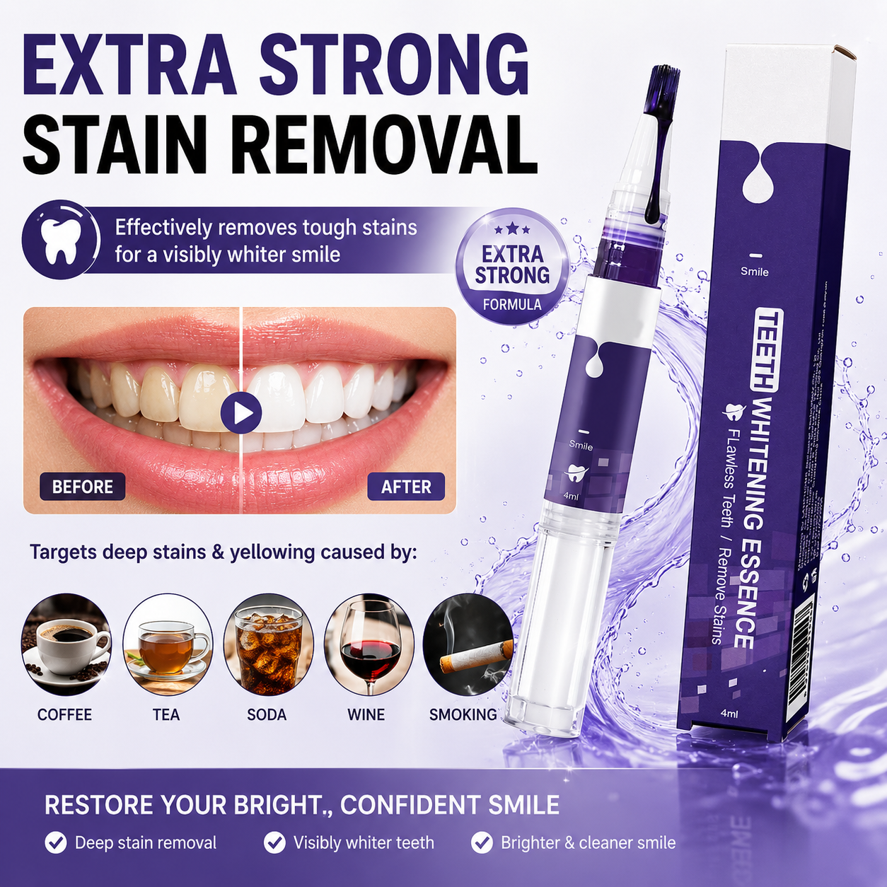Teeth Whitening Essence Extra Strong Tooth Whitener Stains Remover