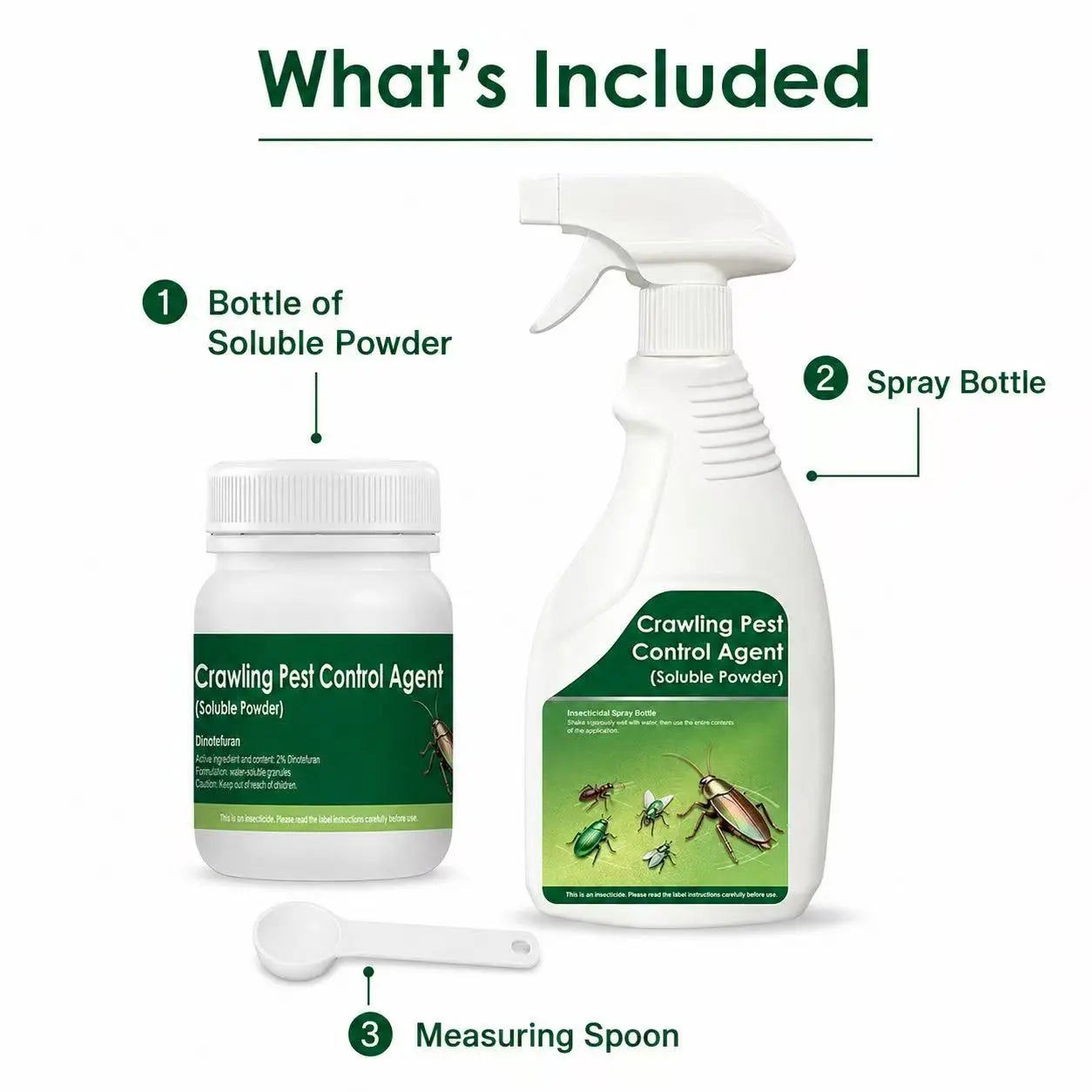 Multi-Purpose Pest Control Kit - For Roaches,Ants, Spiders, Bed Bugs & 40+ HouseholdPests, Indoor & Outdoor Application, Pet &Family Friendly When Used As Directed, Makes1 Gallon Ready-to-Use Spray Mixture