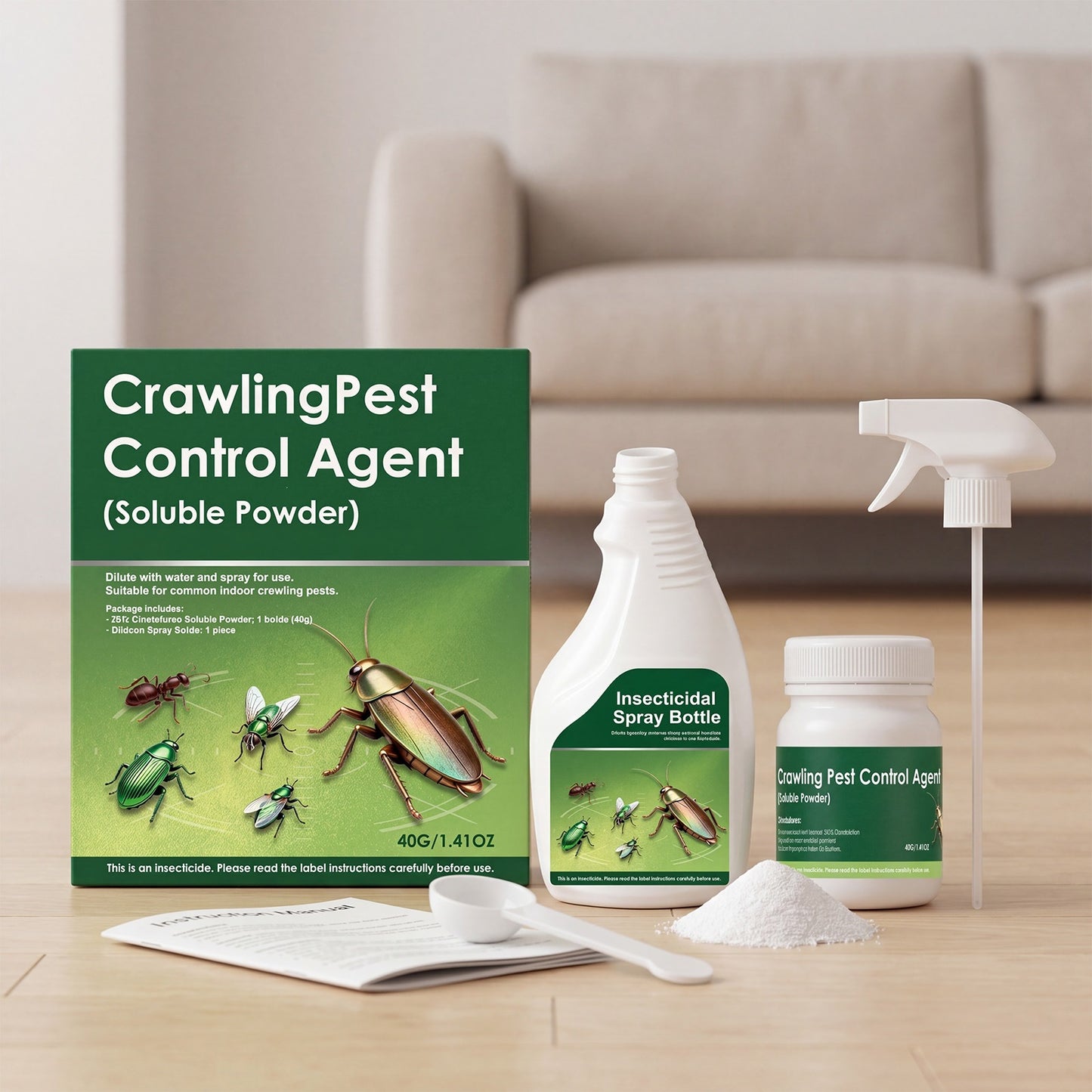 Multi-Purpose Pest Control Kit - For Roaches,Ants, Spiders, Bed Bugs & 40+ HouseholdPests, Indoor & Outdoor Application, Pet &Family Friendly When Used As Directed, Makes1 Gallon Ready-to-Use Spray Mixture