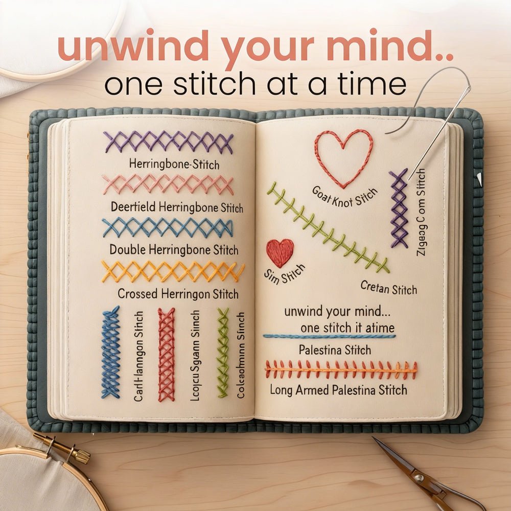 🧵Embroidery stitch book—Slow Down. Stitch. Feel Better. - Aoeot