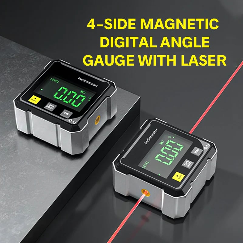 LOVILDS® 4 - Side Magnetic Digital Angle Gauge with Laser🔹Measure Faster. Align Smarter. Build with Confidence! - Aoeot